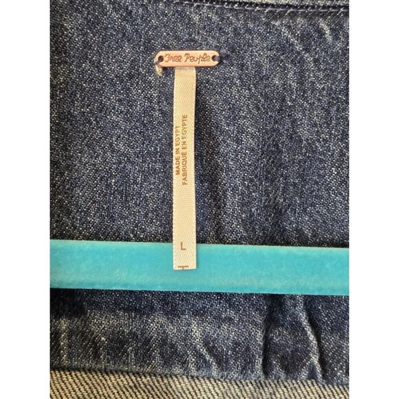 Free People The City Button-Front Denim Dress, Asymmetrical NWT | L |Preppy Boho - Picture 5 of 10